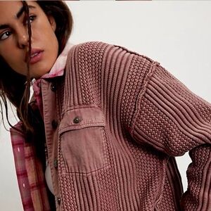 Free People oversized worn through chore oversized sweater jacket